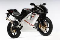 Cagiva Mito 125 en bicolore blanc/noir.