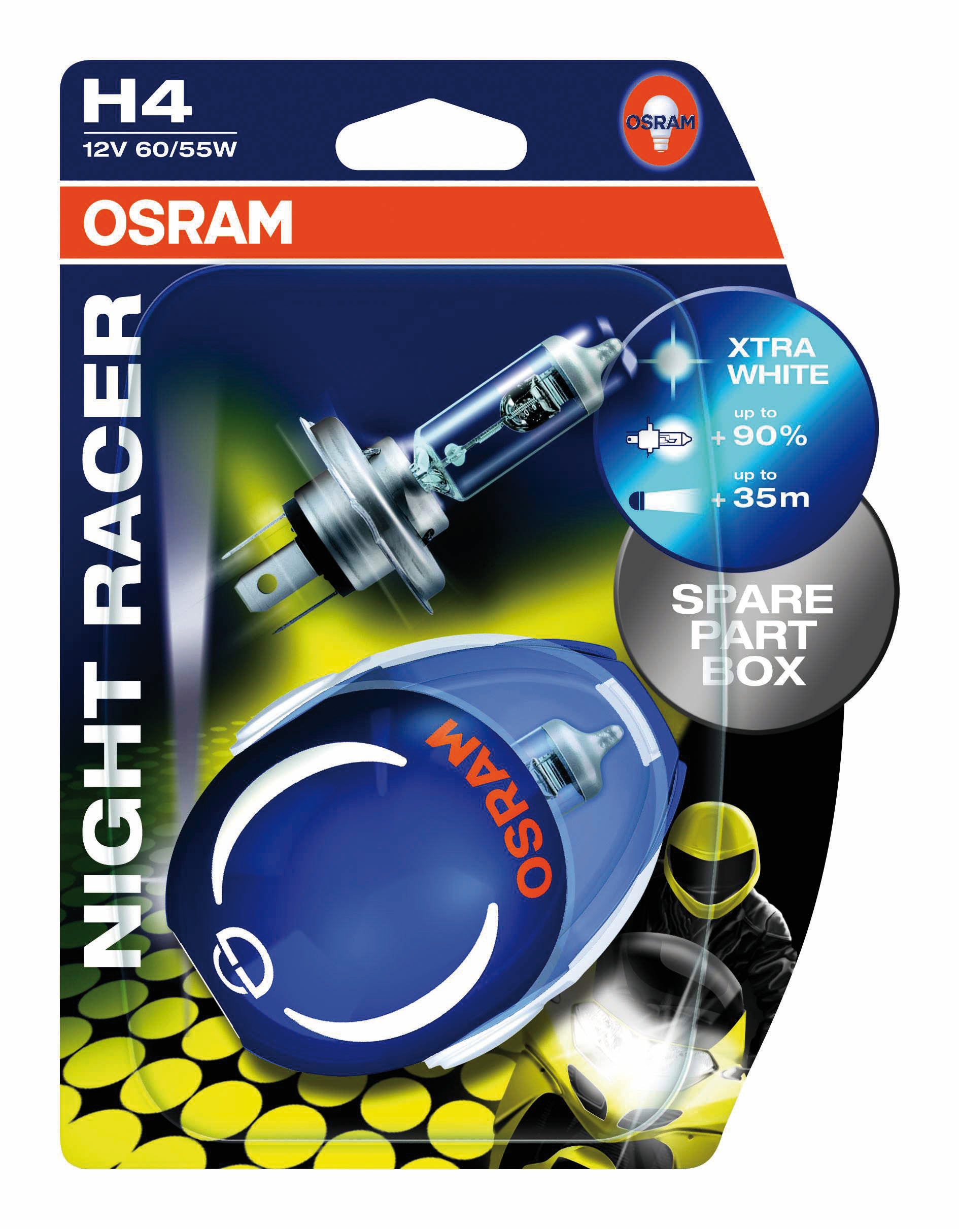 Лампа накаливания" Night Racer 110 h4". Osram h4 12v 60 55w p43t